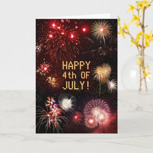 4. Juli Feuerwerk Karte (Gelbe Blume)