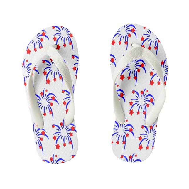 4. Juli Feuerwerk Kinder Flip Flops Kinderbadesandalen (Fußbett)