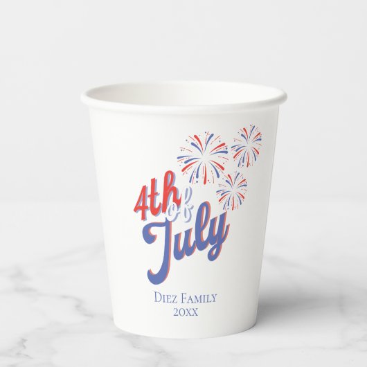 4. Juli Feuerwerk Papier Cup Pappbecher (Rückseite)