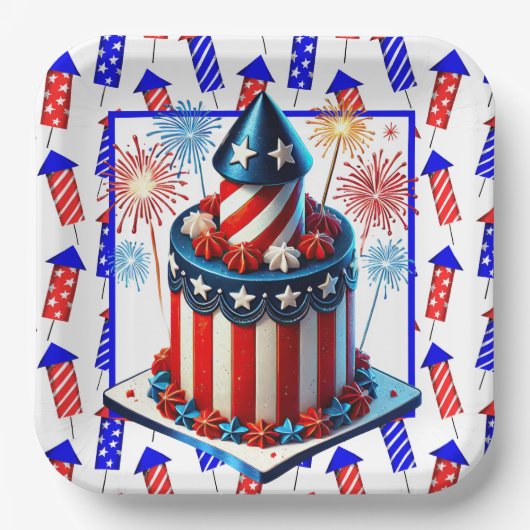 4. Juli Feuerwerk Pappteller (Vorderseite)