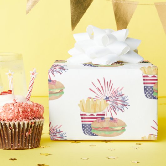 4. Juli Feuerwerk Patriotische Stars Streifen Part Geschenkpapier (Geburtstagsparty)