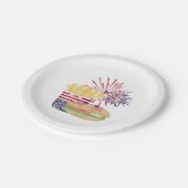 4. Juli Feuerwerk Patriotische Stars Streifen Part Pappteller (Schrägansicht)