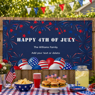 4. Juli Feuerwerk Personalisiertes Party Banner