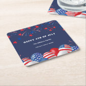 4. Juli Feuerwerk Personalisiertes Party Rechteckiger Pappuntersetzer (angewinkelt)