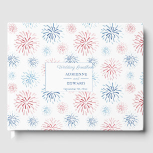 4. Juli Feuerwerk Rot Weiß Blau Hochzeit  Gästebuch