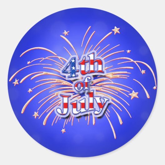 4. Juli Feuerwerk Round Sticker (Vorderseite)