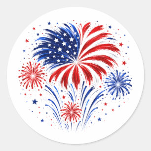 4. Juli Feuerwerk Runder Aufkleber