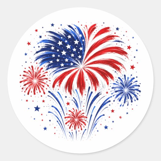 4. Juli Feuerwerk Runder Aufkleber (Vorderseite)