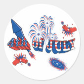 4. Juli Feuerwerk Runder Aufkleber (Vorderseite)