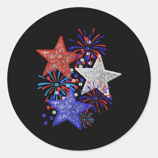 4. Juli Feuerwerk Runder Aufkleber (Vorderseite)