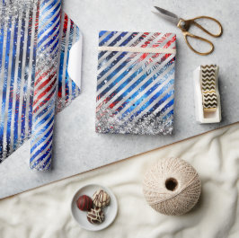 4. Juli Feuerwerk Silberner Glitzer Unabhängigkeit Geschenkpapier