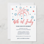 4. Juli Feuerwerk Stars Party Einladung (Vorderseite)
