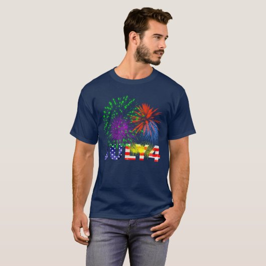 4. Juli Feuerwerk T-Shirt (Vorne ganz)