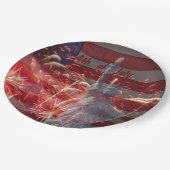 4. Juli Feuerwerk und Freiheitsstatue Pappteller (Schrägansicht)