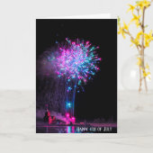 4. Juli Feuerwerk und Leuchtturm Karte (Gelbe Blume)