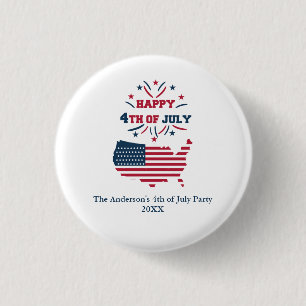 4. Juli Feuerwerk USA Rot Weiß Blau Flagge  Button