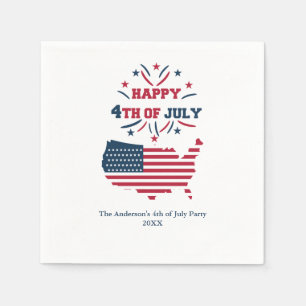 4. Juli Feuerwerk USA Rot Weiß Blau Flagge  Serviette