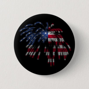 4. Juli Feuerwerke u. die amerikanische Flagge in Button