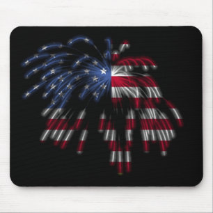 4. Juli Feuerwerke u. die amerikanische Flagge in Mousepad