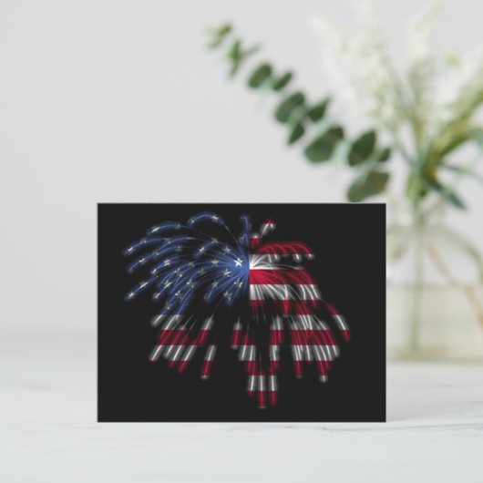 4. Juli Feuerwerke u. die amerikanische Flagge in Postkarte (Stehend Vorderseite)