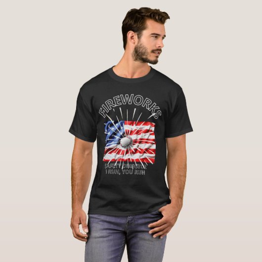 4. Juli Feuerwerke und Baseball-amerikanische Flag T-Shirt (Vorne ganz)