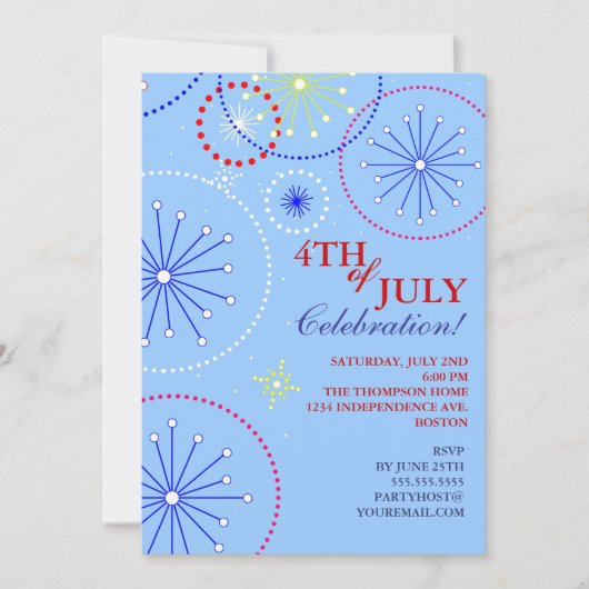 4. Juli Feuerwerkskörper-Party Einladung (Vorderseite)