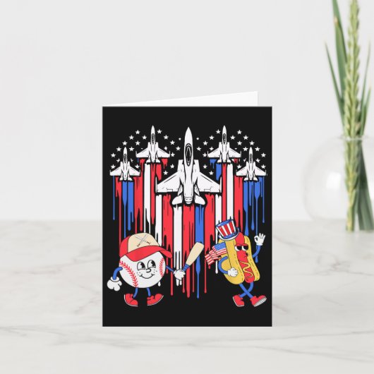 4. Juli Fighter Jet Flugzeug US Flagge Baseball Karte (Vorderseite)