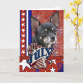 4. Juli Firecracker - Chihuahua Karte (Gelbe Blume)