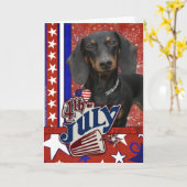 4. Juli Firecracker - Dackel Karte (Gelbe Blume)