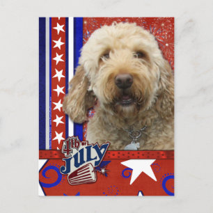 4. Juli Firecracker - Golden Doodle Postkarte