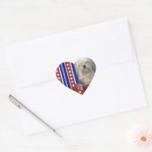 4. Juli Firecracker - Lowchen Herz-Aufkleber (Umschlag)