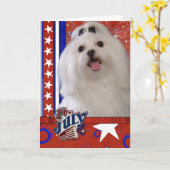 4. Juli Firecracker - Maltesisch Karte (Gelbe Blume)