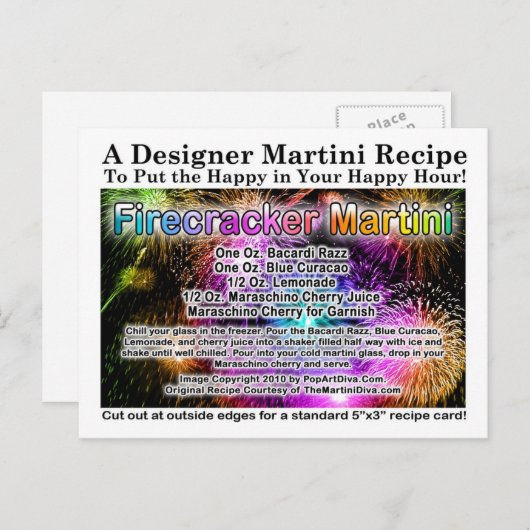 4. Juli Firecracker Martini Rezept Postkarte (Vorne/Hinten)