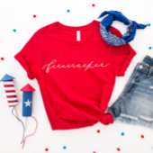 4. Juli Firecracker Minimalistisches White Script T-Shirt