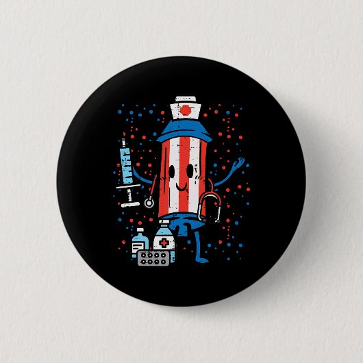 4. Juli Firecracker Nurse Funny America Scrub Button (Vorderseite)