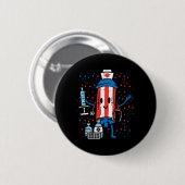 4. Juli Firecracker Nurse Funny America Scrub Button (Vorne & Hinten)