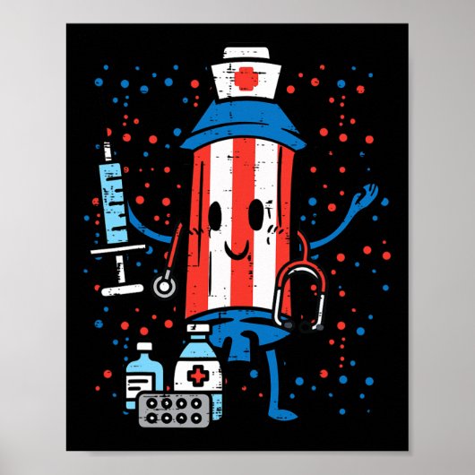 4. Juli Firecracker Nurse Funny America Scrub Poster (Vorne)