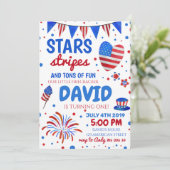 4. Juli Firecracker Patriotic Boy Einladung (Stehend Vorderseite)