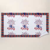 4. Juli Firecracker Patriotic Vibes Star Streifen Strandtuch (Vorderseite)