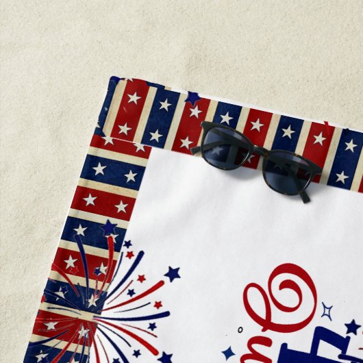 4. Juli Firecracker Patriotic Vibes Star Streifen Strandtuch (Beispiel)