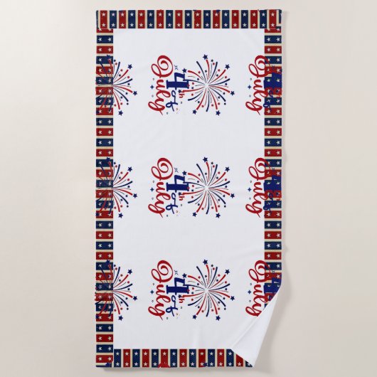 4. Juli Firecracker Patriotic Vibes Star Streifen Strandtuch (Vorderseite)