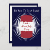 4. Juli Firecracker Red, White and Blue Einladung (Vorne/Hinten)