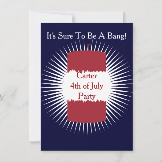 4. Juli Firecracker Red, White and Blue Einladung (Vorderseite)