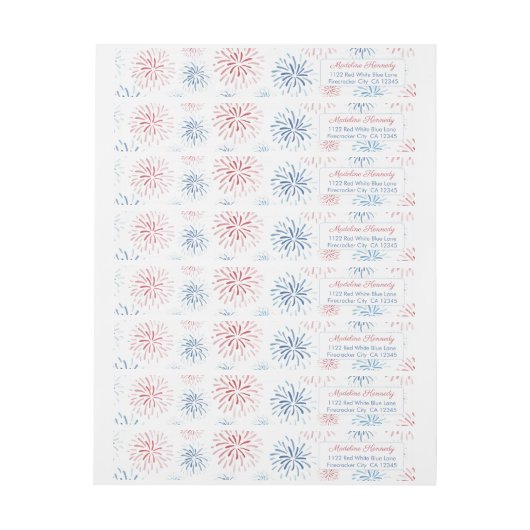 4. Juli Firecracker Red White Blue Rücksendeadress (Bogen)
