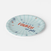 4. Juli Firework Party GRILLEN Red White Blue Pappteller (Schrägansicht)