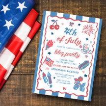 4. Juli Fireworks America Flag GRILLEN Einladung