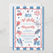 4. Juli Fireworks America Flag GRILLEN Einladung (Vorderseite)