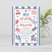 4. Juli Fireworks America Flag GRILLEN Einladung (Stehend Vorderseite)