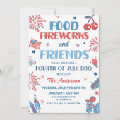 4. Juli Fireworks America Flag GRILLEN Einladung (Vorderseite)