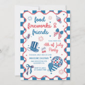 4. Juli Fireworks America Flag GRILLEN Party Einladung (Vorderseite)